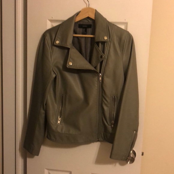 Gray pleather moto jacket - Picture 2 of 8